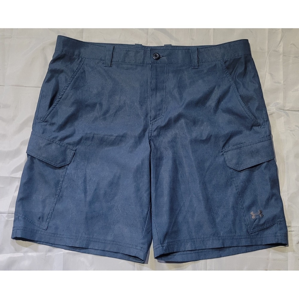 Under Armour Mens 42 Heat Gear Loose Fit Mid Rise Blue Golf Shorts EUC